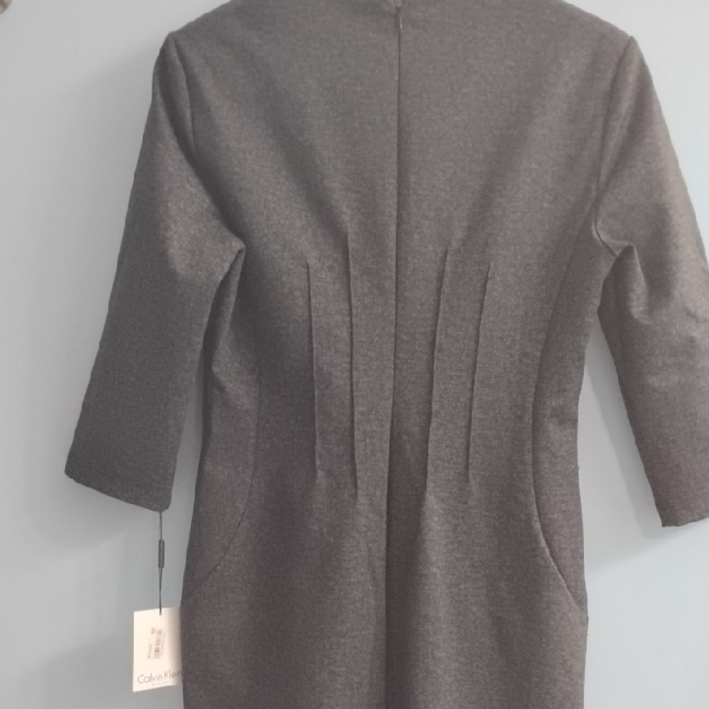 NWT ⭐ Elegant Calvin Klein Dark Gray Long Midi Dress Size 8 - Picture 6 of 7